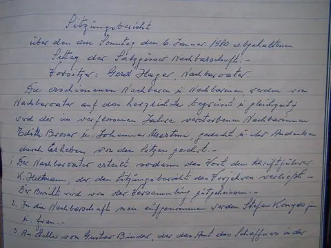 Nachbarlade Birthälm – Sitzungsbericht Salzgässer Nachbarschaft 1980, Teil I